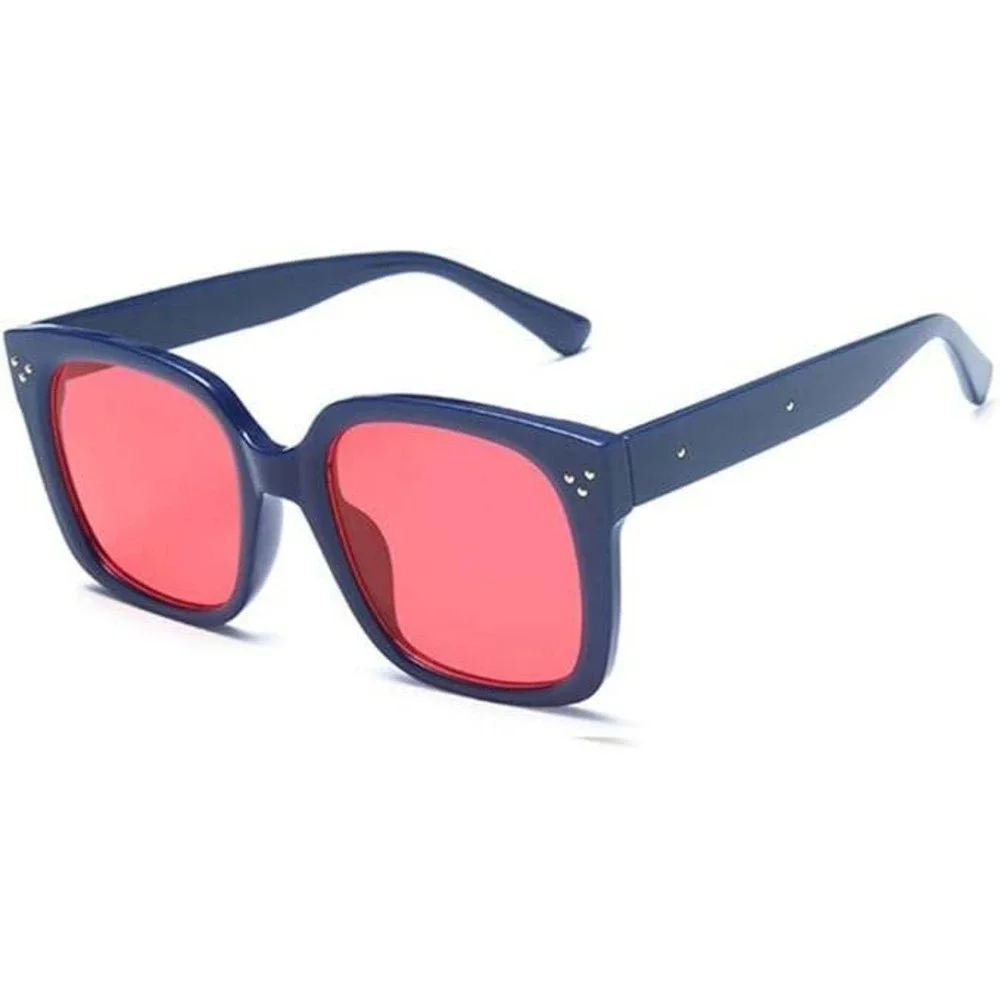 Square Sunglasses Red Lens Fashion Trendy Designer Sun‎ Glasses Oversized Lentes